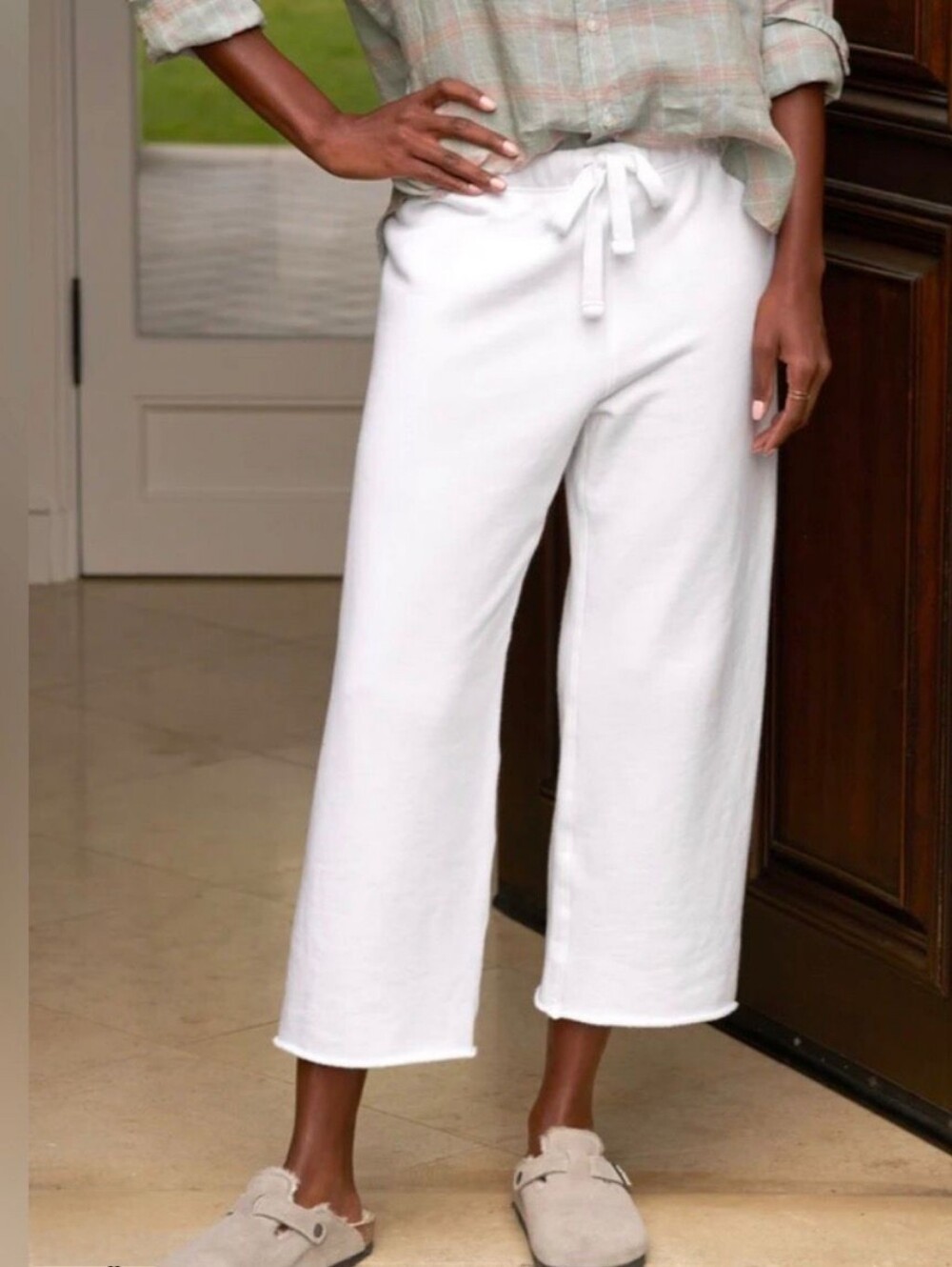 NWOT Frank & Eileen Catherine White Fleece Wide-Leg Sweatpants